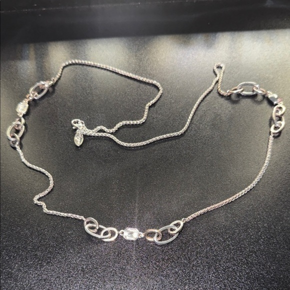 Ann Taylor Jewelry - Ann Taylor Silver Linked Necklace with Clear Crystal Accents